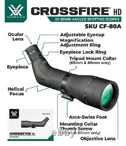 Vortex Optics Crossfire HD 20-60x80 Angled Spotting Scope CF-80A with Free CD Hat