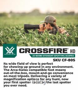 Vortex Optics Crossfire HD 20-60x80 Straight Spotting Scope CF-80S withFree CF Hat