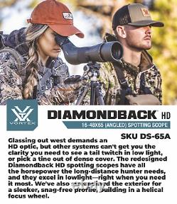 Vortex Optics Diamondback HD Spotting Scope 16-48x65 Angled with CF Hat and Tripod
