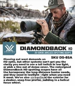 Vortex Optics Diamondback HD Spotting Scope 20-60x85 Angled with CD Hat and Tripod