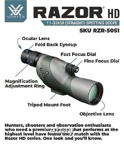 Vortex Optics Razor HD 11-33x50 Spotting Scope Straight RZR-50S1 with CF Hat & Pen