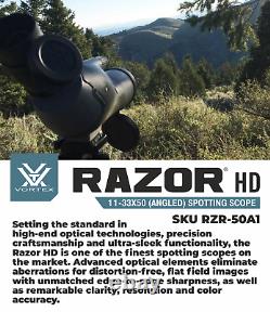 Vortex Optics Razor HD 11-33x50 Straight Spotting Scope with CD Hat and Pen Bundle