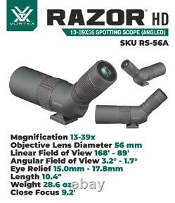Vortex Optics Razor HD 13-39x56 Spotting Scope Angled RS-56A with Hat and TriPod