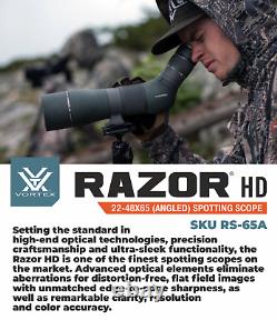 Vortex Optics Razor HD 22-48x65 Angled Spotting Scope with CD Hat and Pen Bundle