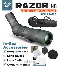 Vortex Optics Razor HD 22-48x65 Angled Spotting Scope with CD Hat and Pen Bundle