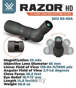 Vortex Optics Razor HD 22-48x65 Angled Spotting Scope with Free Hat and Pen Bundle