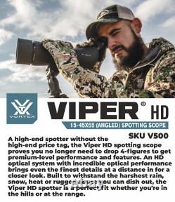 Vortex Optics Viper HD 15-45x65 Angled Spotting Scope with Hat & Wearable4U Bundle