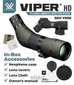 Vortex Optics Viper HD 15-45x65 Angled Spotting Scope with Hat & Wearable4U Bundle