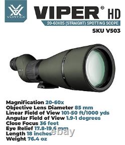 Vortex Optics Viper HD 20-60x85 Straight Spotting Scope V503