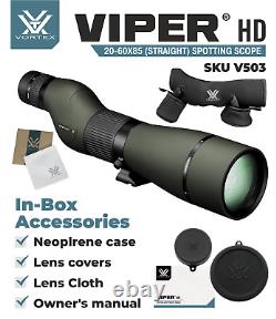Vortex Optics Viper HD 20-60x85 Straight Spotting Scope with Hat and Pen Bundle