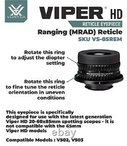 Vortex Optics Viper HD Reticle Eyepiece Ranging MRAD with CD Hat and Pen Bundle