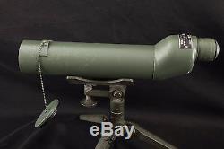 WWII M49 Military Observation Eyepiece Focus 20 Power Telescope, Tripod & Case