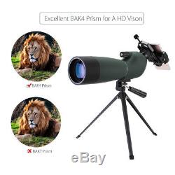 Zoom 25-75X70 Angled Spotting Scope Optical Prism Monocular Waterproof With Tripod